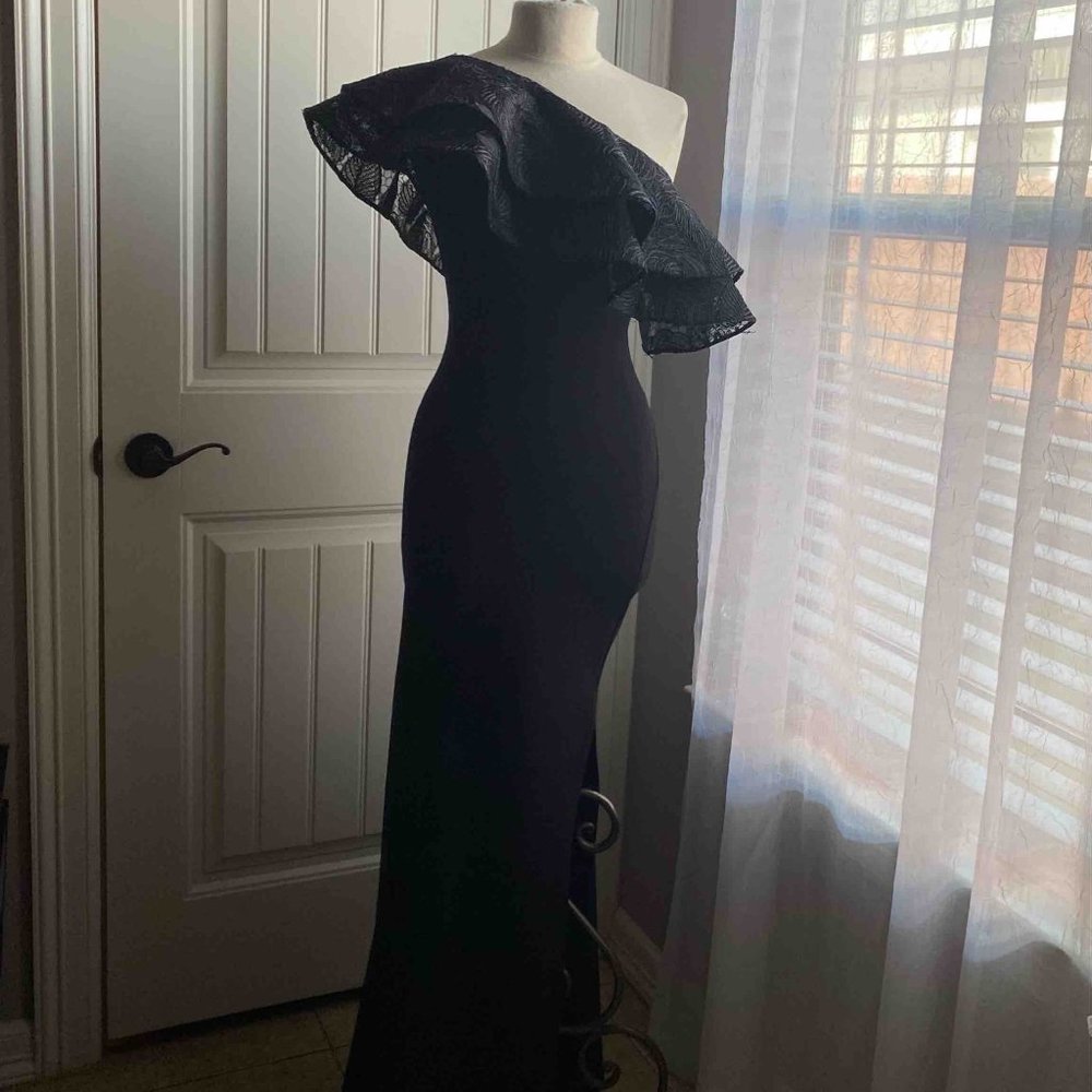 VaVaVoom One Shoulder Black Dress